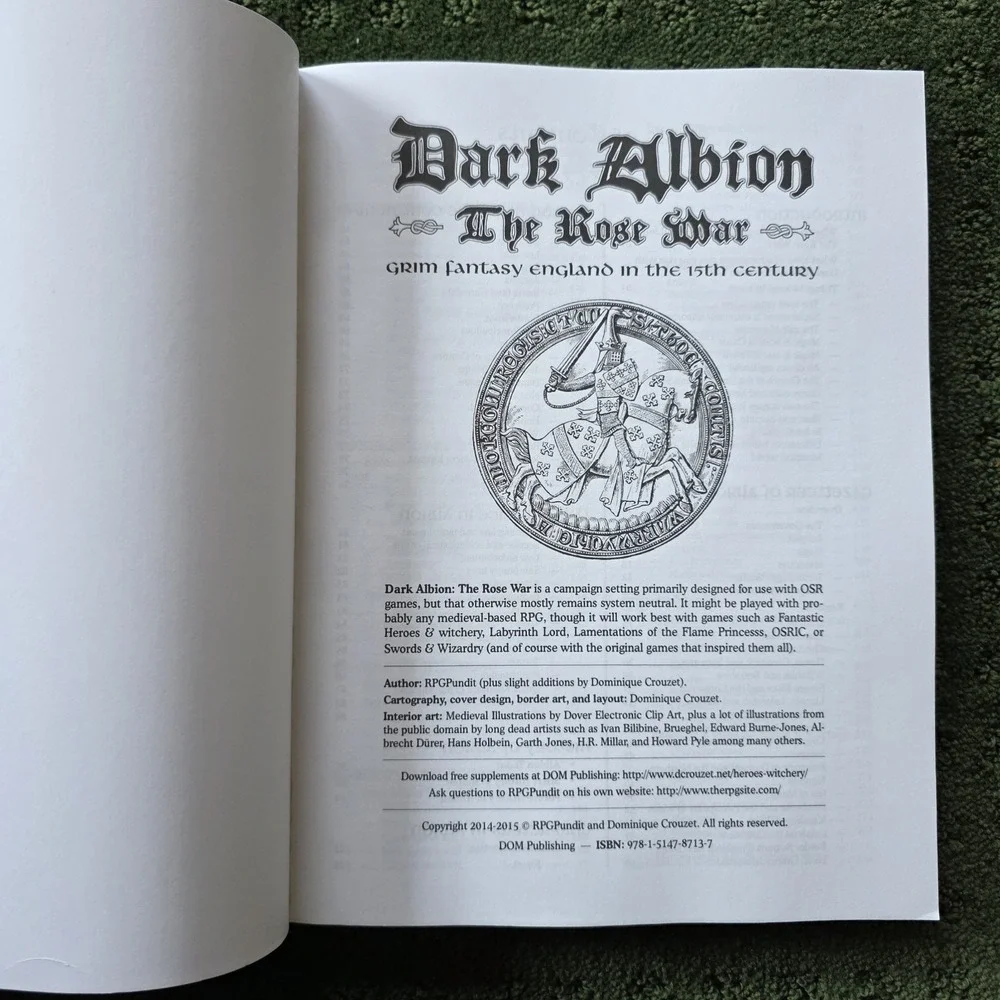 RPGPundit Book Lot Dark‎ Albion Lion & Dragon Medieval Grim Fantasy Roleplaying